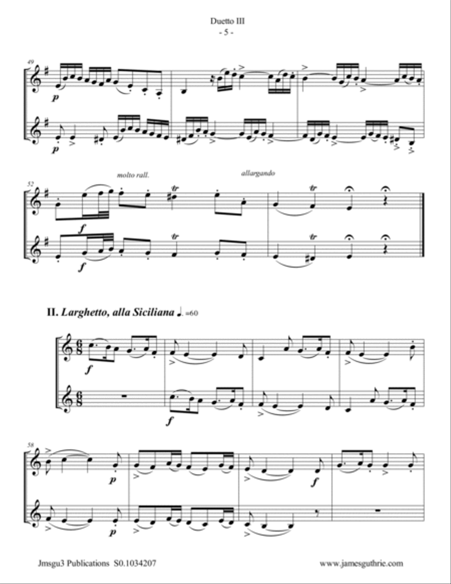 Quantz: Duetto Op. 2 No. 3 for Violin Duo String Duet scores gallery preview page 5