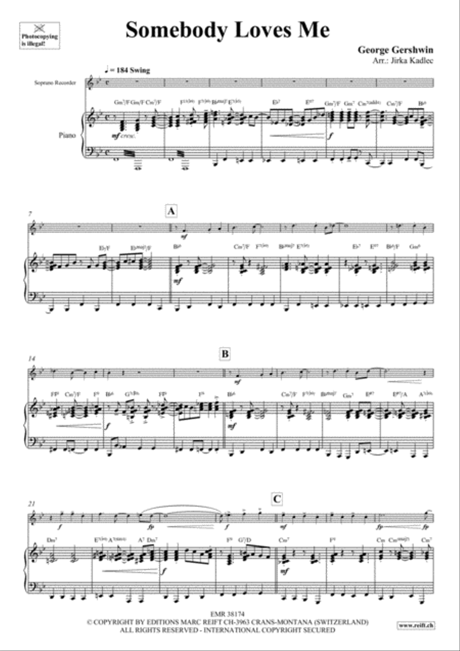 Somebody Loves Me Soprano Recorder scores gallery preview page 4