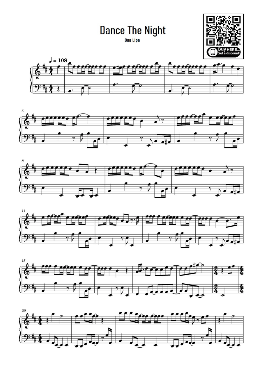 Dance The Night Dance The Night Easy Piano scores gallery preview page 1