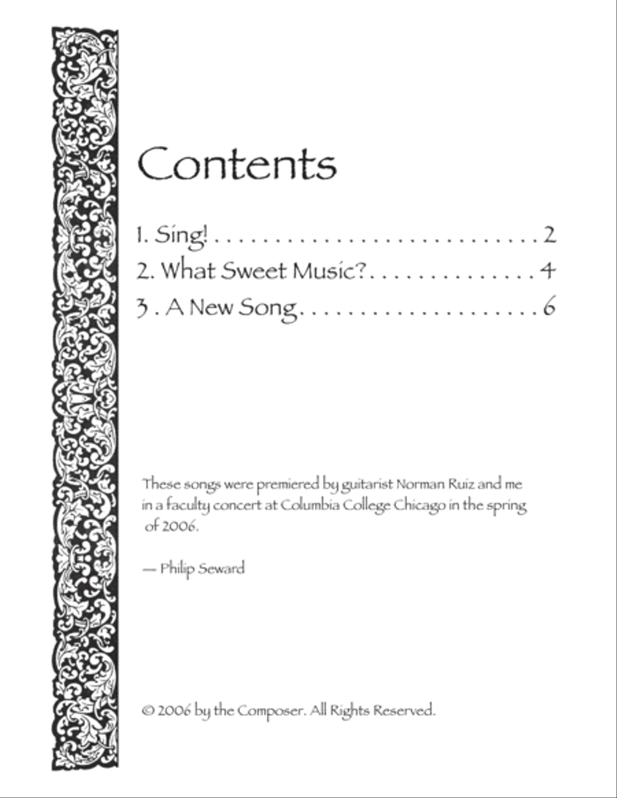 Three Songs for High Voice & Guitar Chamber Music scores gallery preview page 3