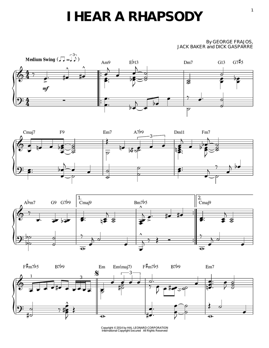 I Hear A Rhapsody Piano Solo scores gallery preview page 1