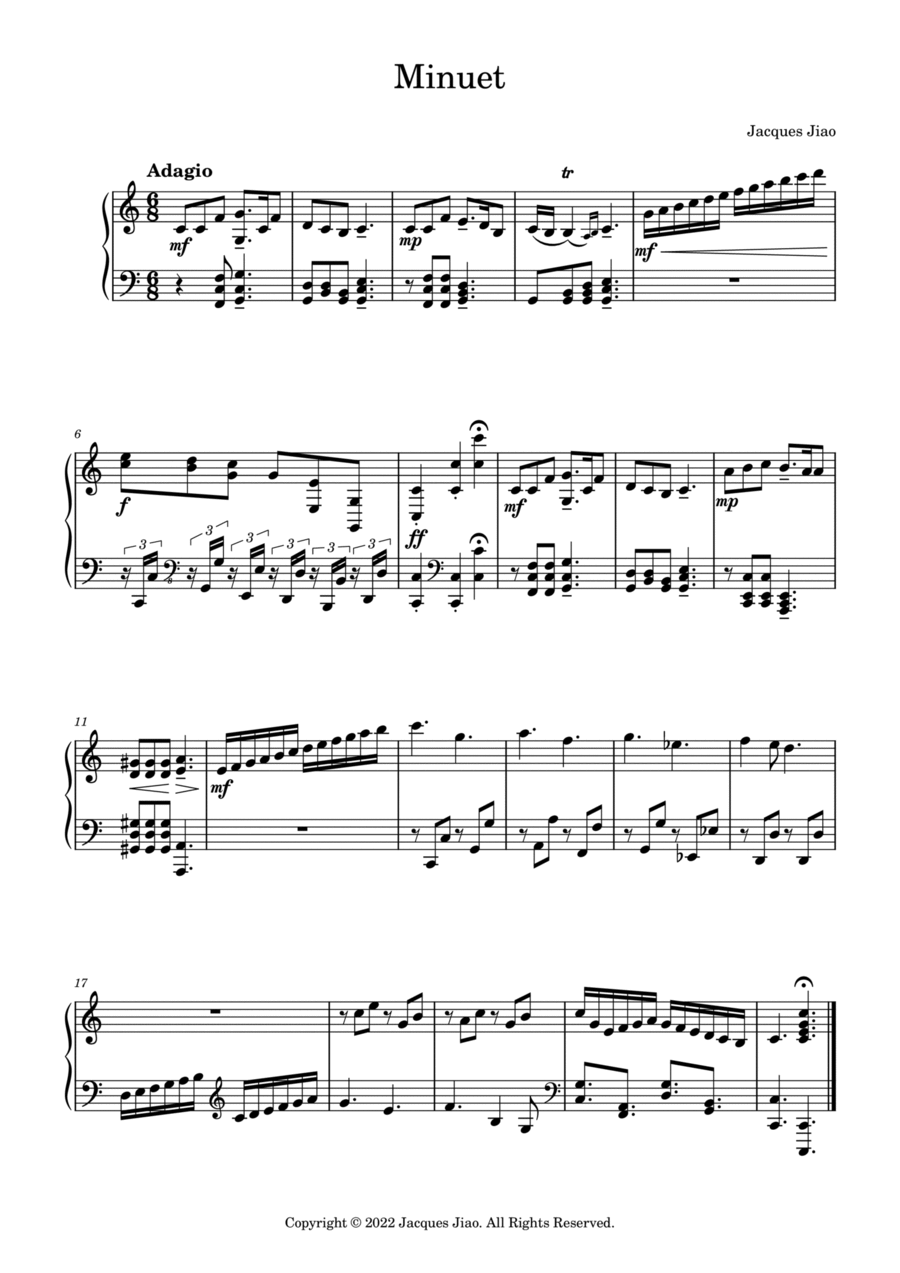 Minuet, Op. 17 No. 2 Piano Solo scores gallery preview page 1