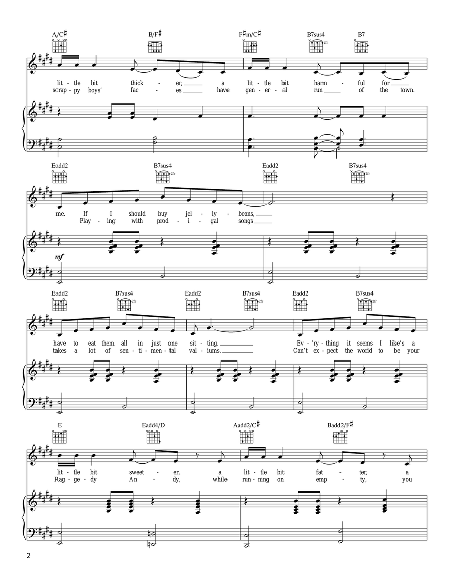 Cigarettes And Chocolate Milk Piano, Vocal, Guitar scores gallery preview page 2