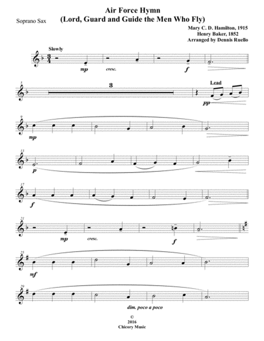 Air Force Hymn ("Lord, Guard and Guide") - Sax Quartet (SATB / AATB) - Intermediate image number null