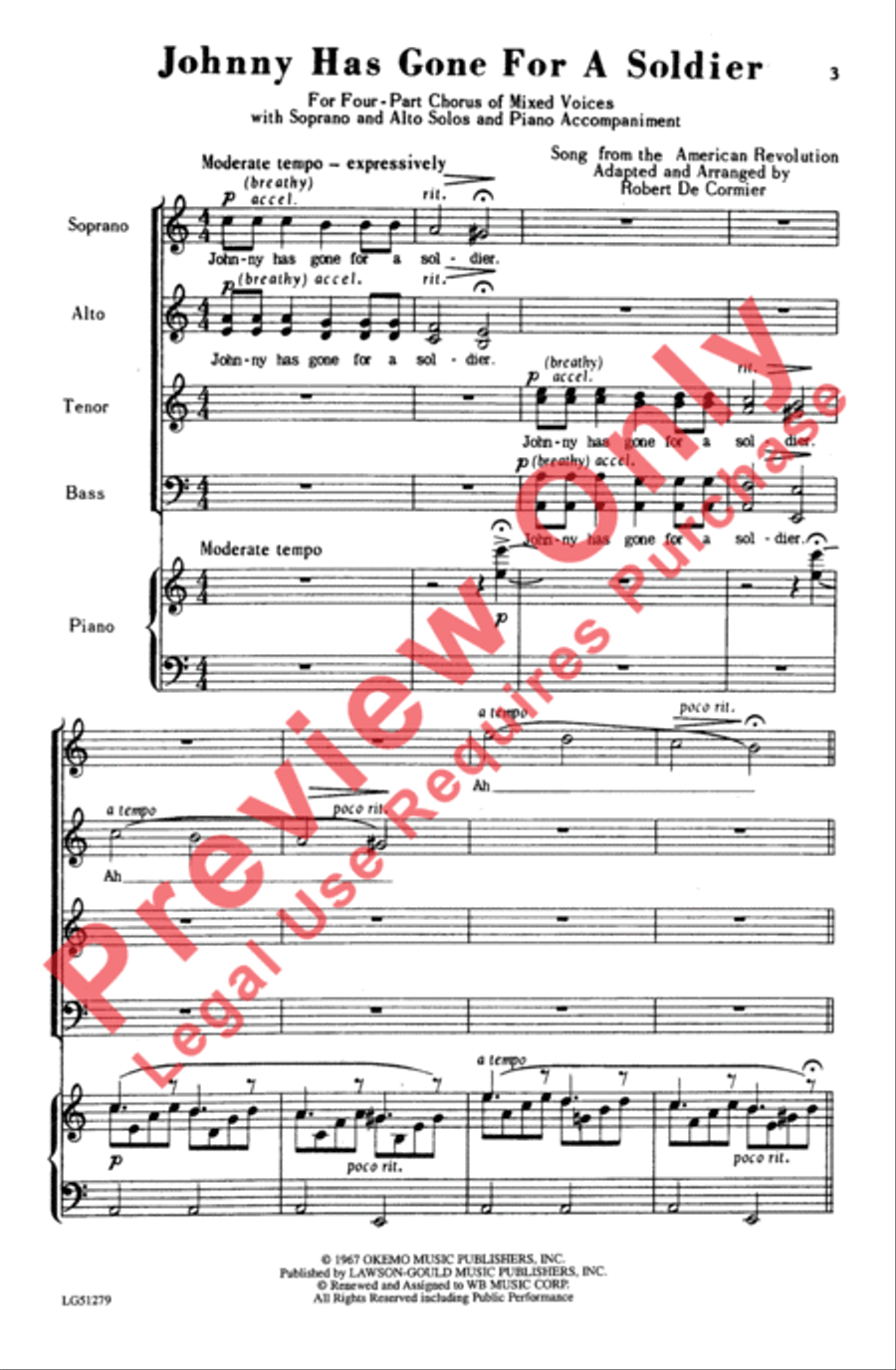 Johnny Has Gone for a Soldier 4-Part scores gallery preview page 3
