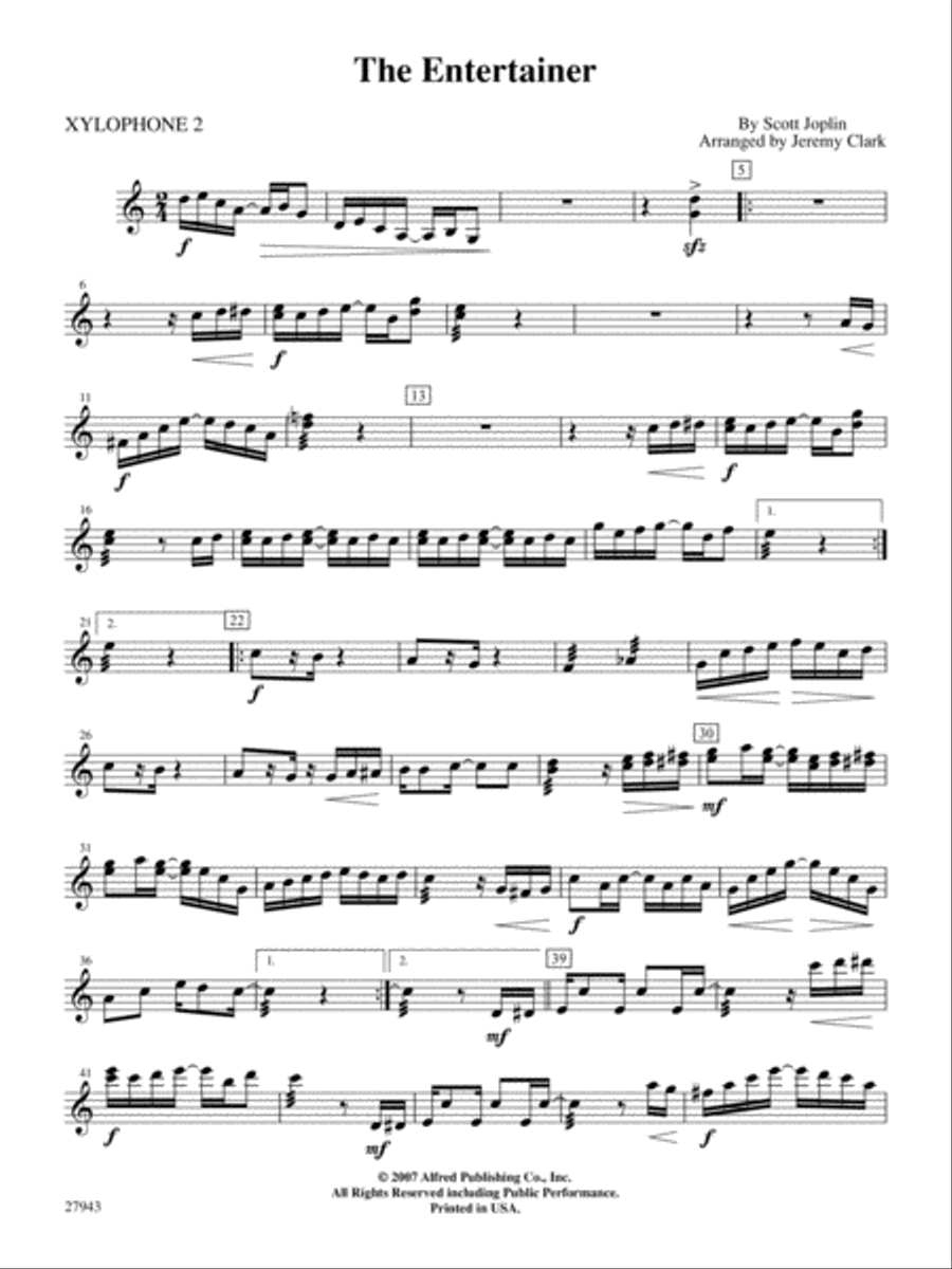 The Entertainer: 2nd Xylopohone Percussion Ensemble scores gallery preview page 1