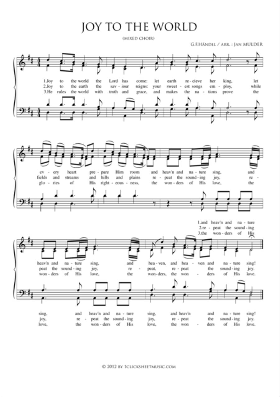 Joy To The World 4-Part scores gallery preview page 1