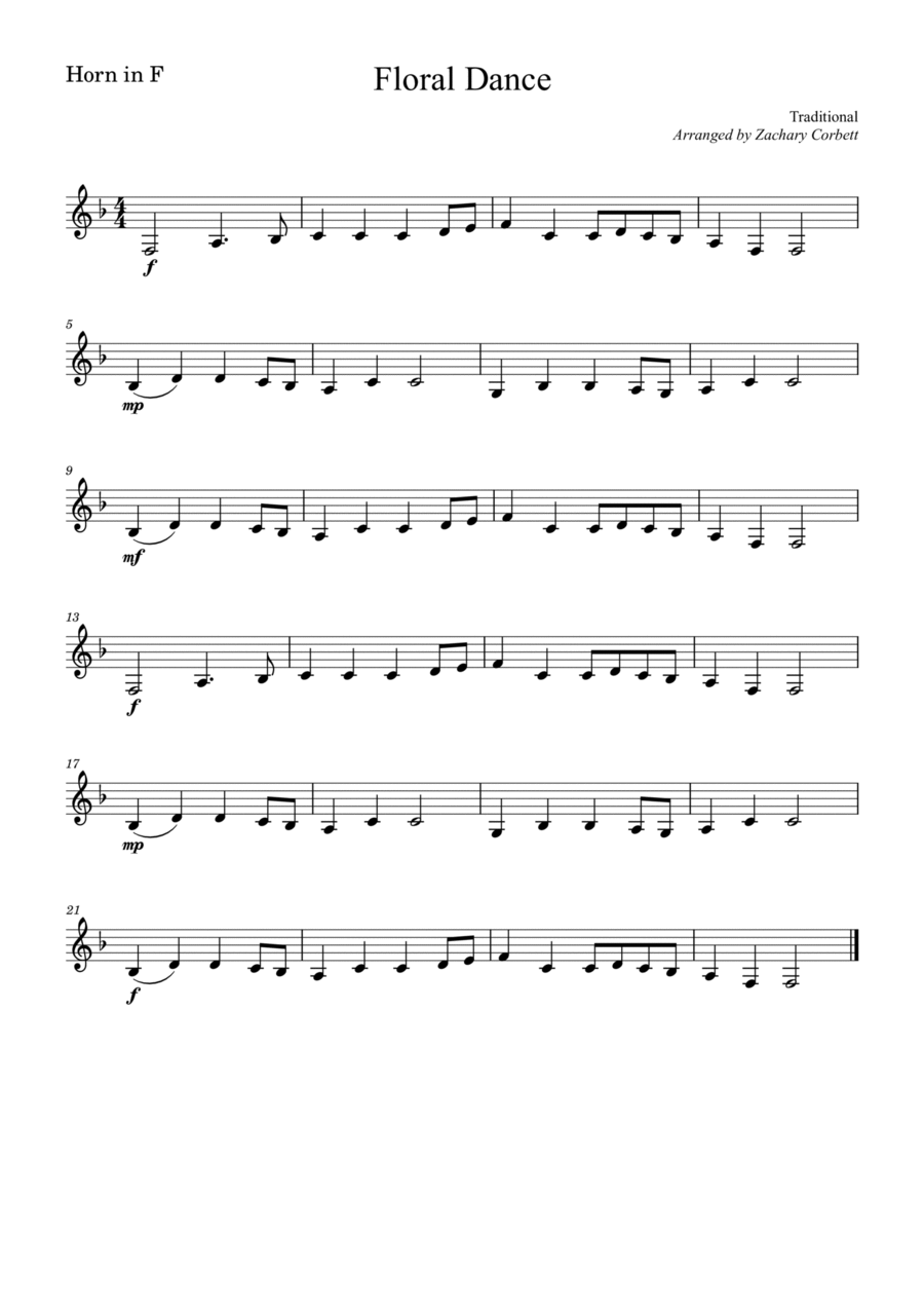 Floral Dance Horn Solo scores gallery preview page 1