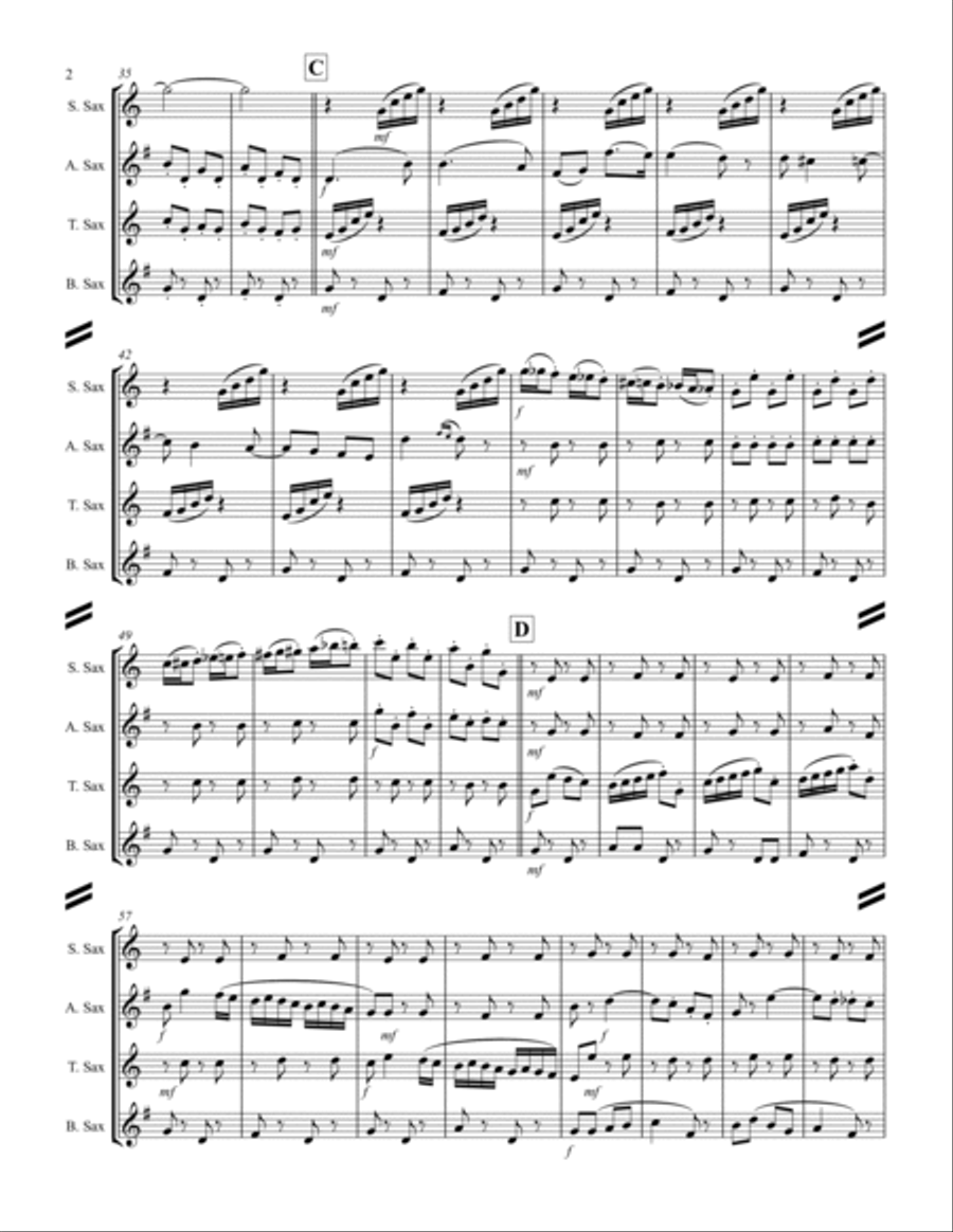 Strauss II - Perpetual Motion (for Saxophone Quartet SATB) Saxophone Quartet scores gallery preview page 3