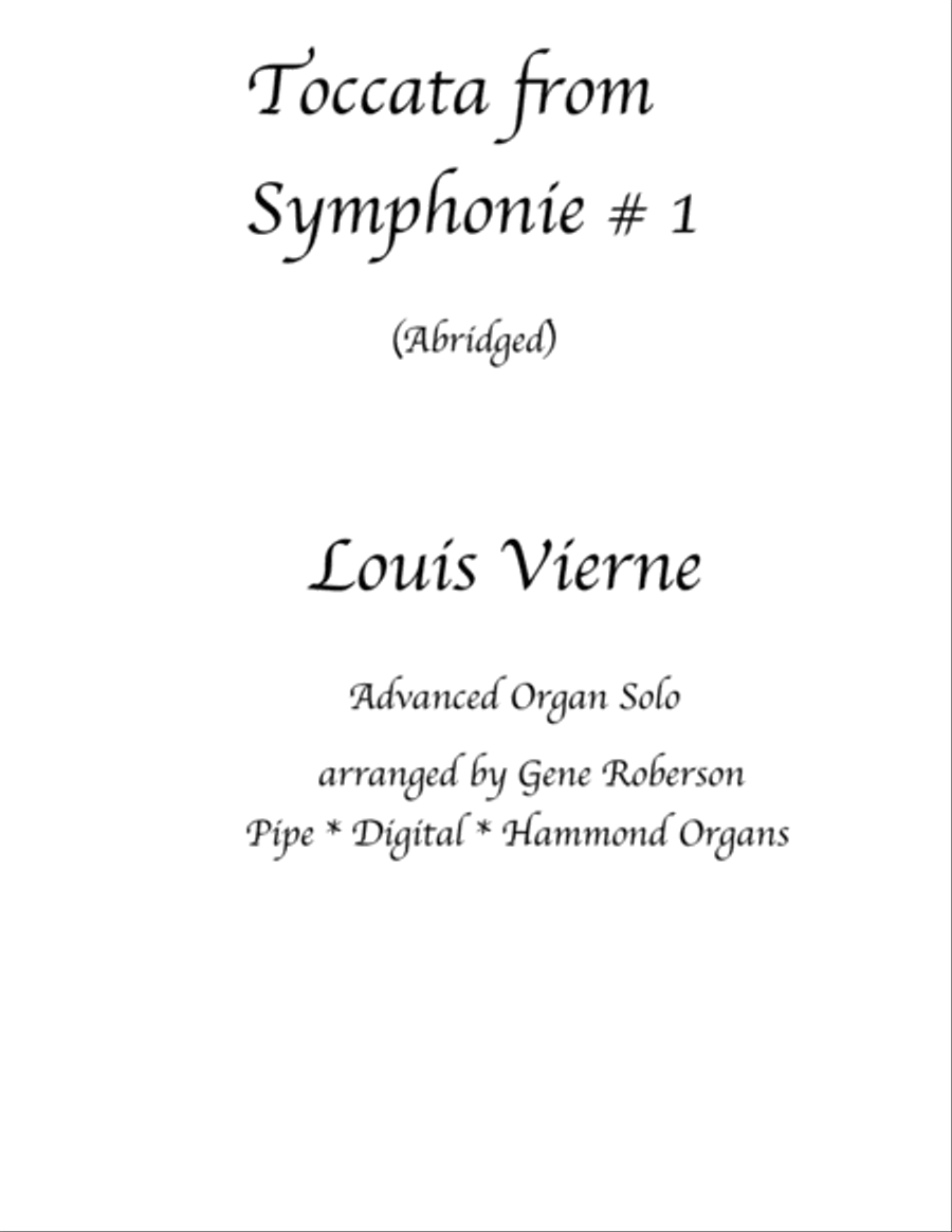 Toccata by Louis Vierne (ABRIDGED for Postlude) ORGAN Organ Solo scores gallery preview page 1