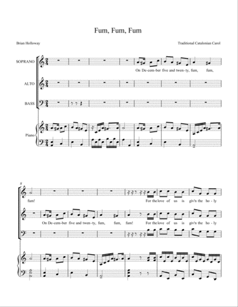 Fum, Fum, Fum ! 3-Part scores gallery preview page 1