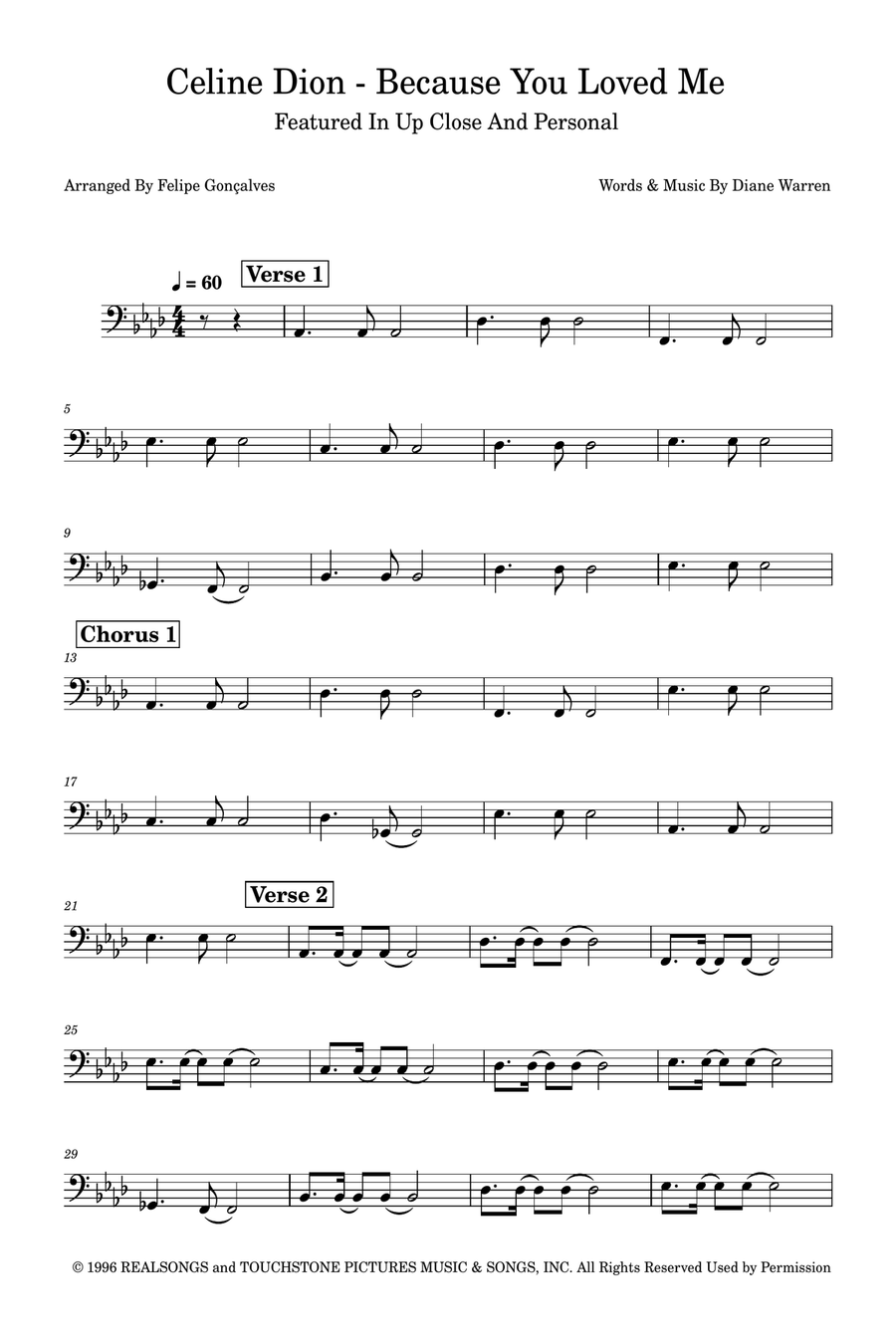 Because You Loved Me Acoustic Guitar scores gallery preview page 1