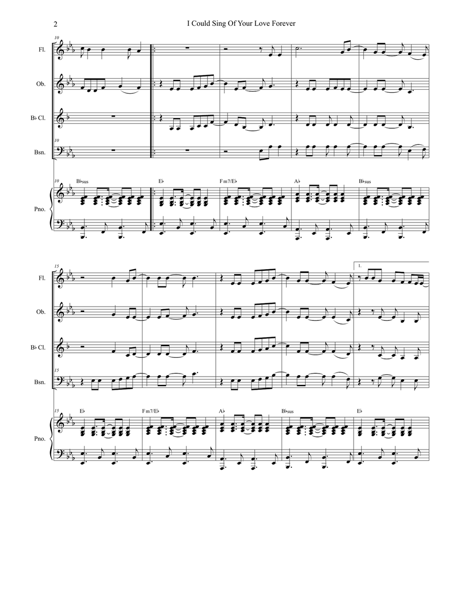 I Could Sing Of Your Love Forever Woodwind Quartet scores gallery preview page 2