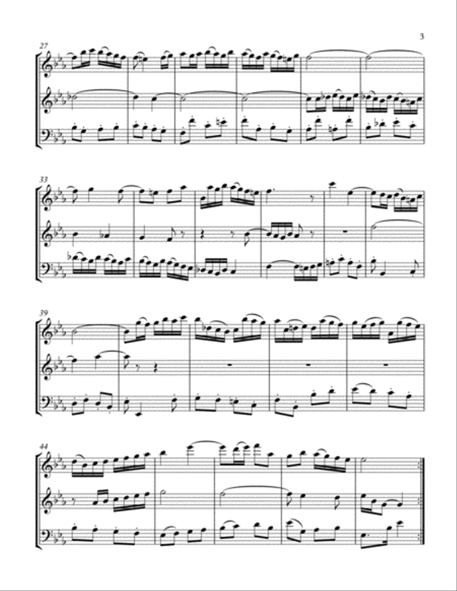 Prelude, BWV 936, By J.S. Bach, arranged for Flute, Clarinet & Bassoon Small Ensemble scores gallery preview page 3