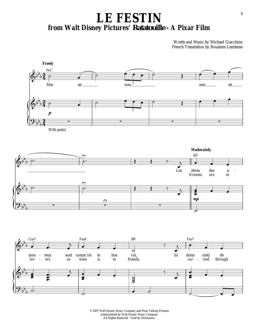 Le Festin (from Ratatouille) Voice scores gallery preview page 1