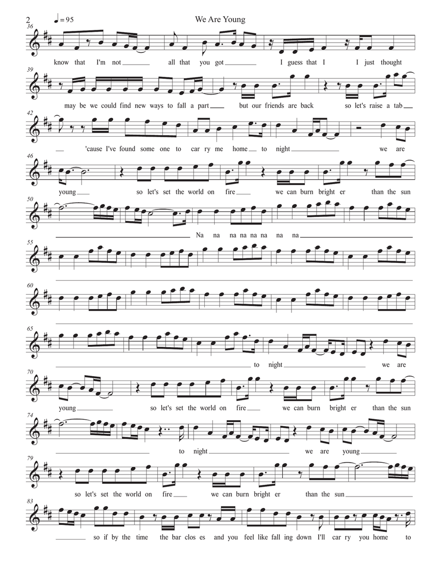 We Are Young We Are Young Alto Saxophone scores gallery preview page 2
