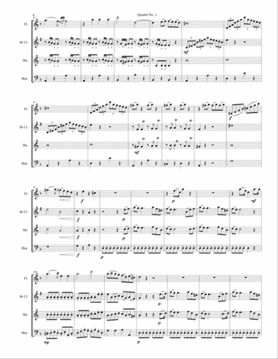 Cambini Quartet No. 1 for wind quartet Small Ensemble scores gallery preview page 4