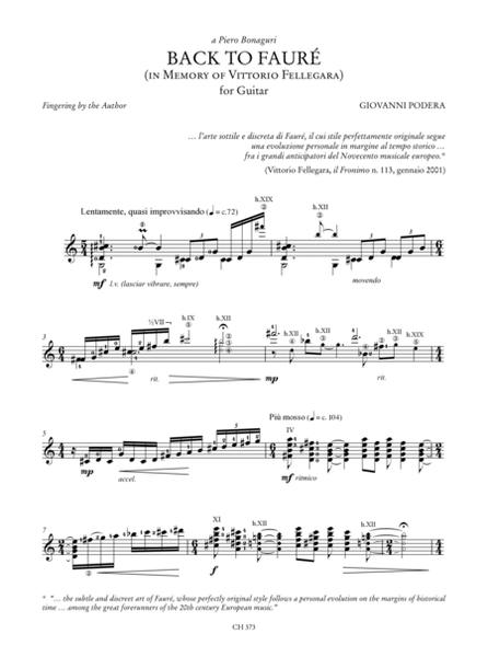 Homage to Vittorio Fellegara. An Anthology of Contemporary Music for Guitar (Arnoldi, Campodonico, Cattaneo, Dozza, Ferri, Molino, Pelis, Podera, Rota, Talmelli). Preface by Renzo Cresti