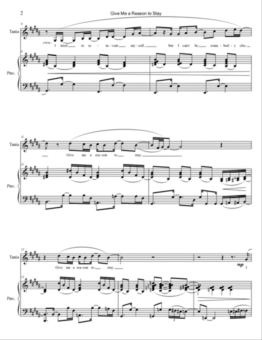 Give Me a Reason to Stay Give Me a Reason to Stay Voice scores gallery preview page 2