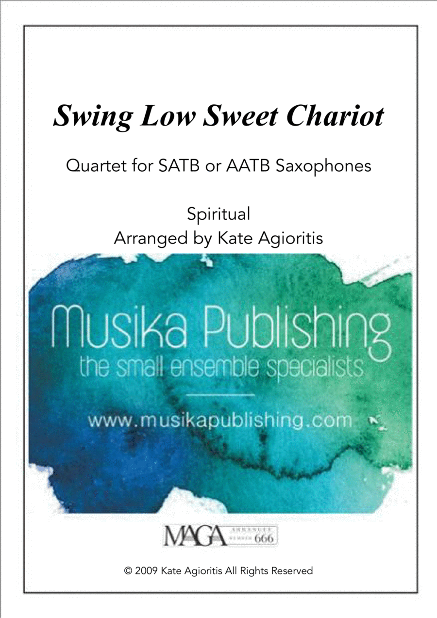 Swing Low, Sweet Chariot - a Jazz Arrangement - For Saxophone Quartet image number null