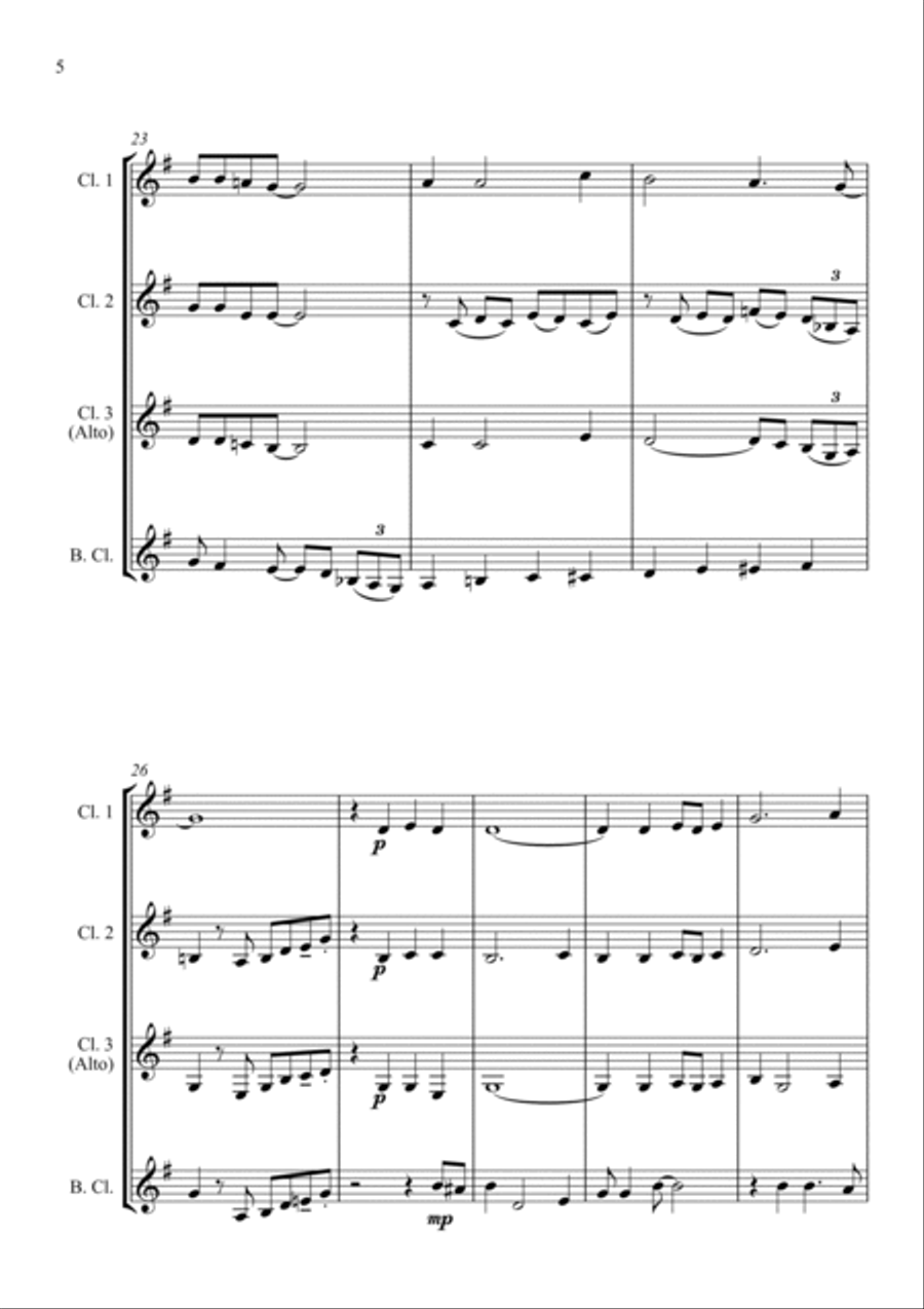 Down by the Riverside - for Clarinet Quartet Clarinet Quartet scores gallery preview page 6