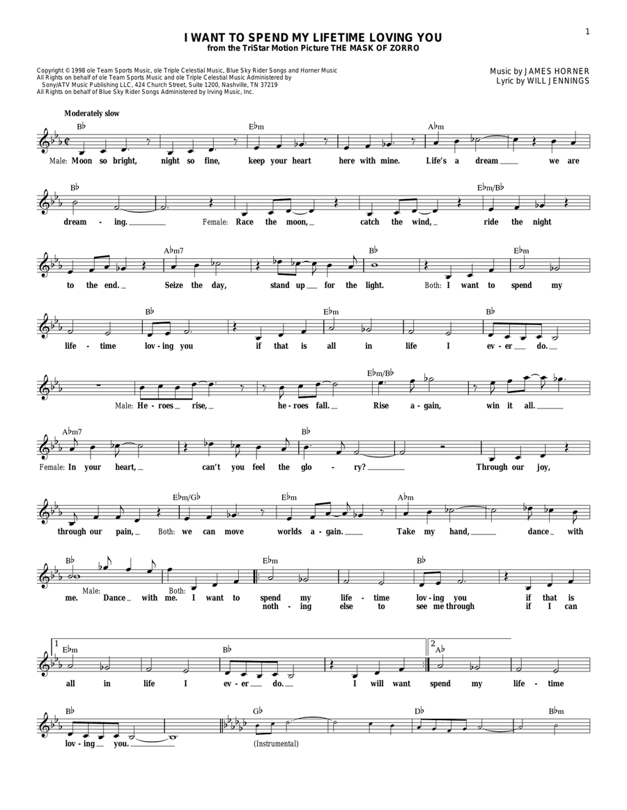 I Want To Spend My Lifetime Loving You Piano scores gallery preview page 1