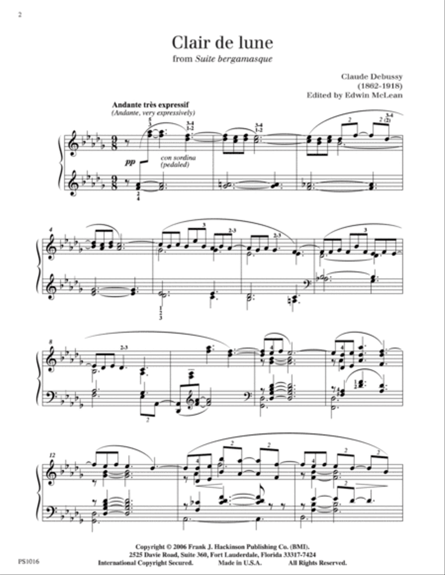 Clair de lune from Suite bergamasque Piano Solo scores gallery preview page 2