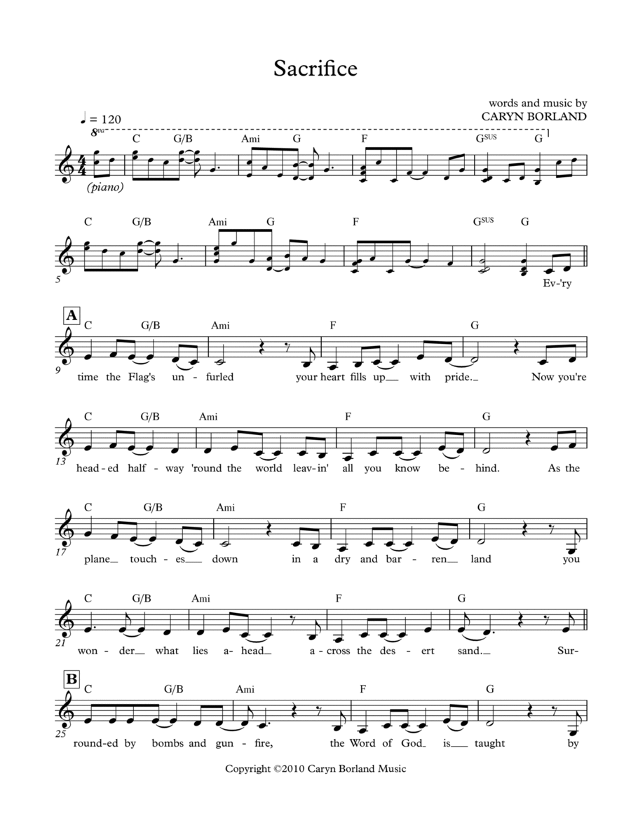 Sacrifice Piano Solo scores gallery preview page 1
