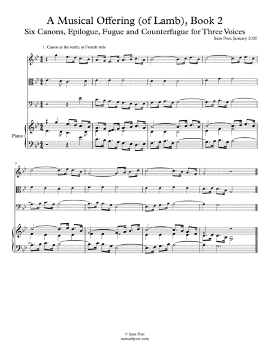 A Musical Offering (of Lamb), Book 2, op. 52 Small Ensemble scores gallery preview page 1