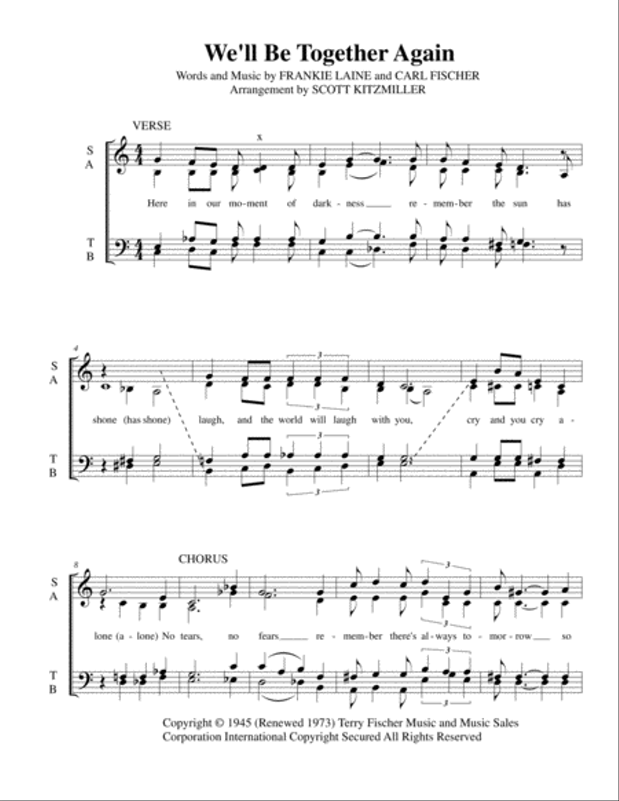 We'll Be Together Again 4-Part scores gallery preview page 1