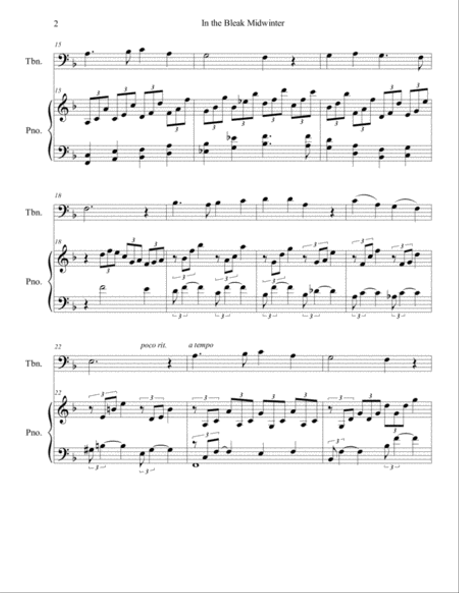 In the Bleak Midwinter (trombone/piano), arr. Brenda Portman Piano scores gallery preview page 2