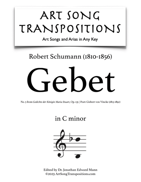 SCHUMANN: Gebet, Op. 135 no. 5 (transposed to C minor)