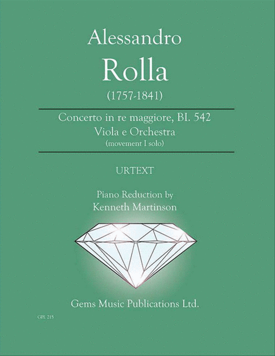 Concerto in re maggiore, BI. 542 Viola e Orchestra Viola scores gallery preview page 1