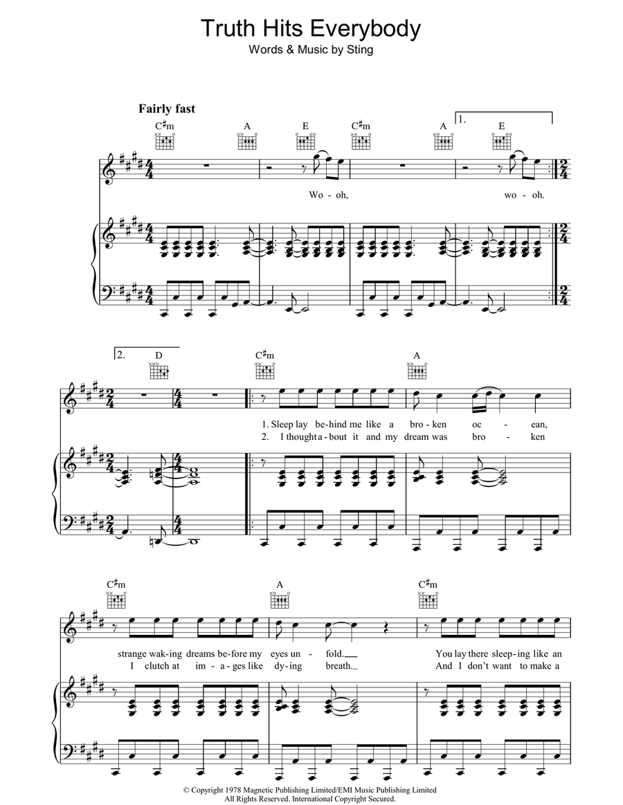 Truth Hits Everybody Piano, Vocal, Guitar scores gallery preview page 1