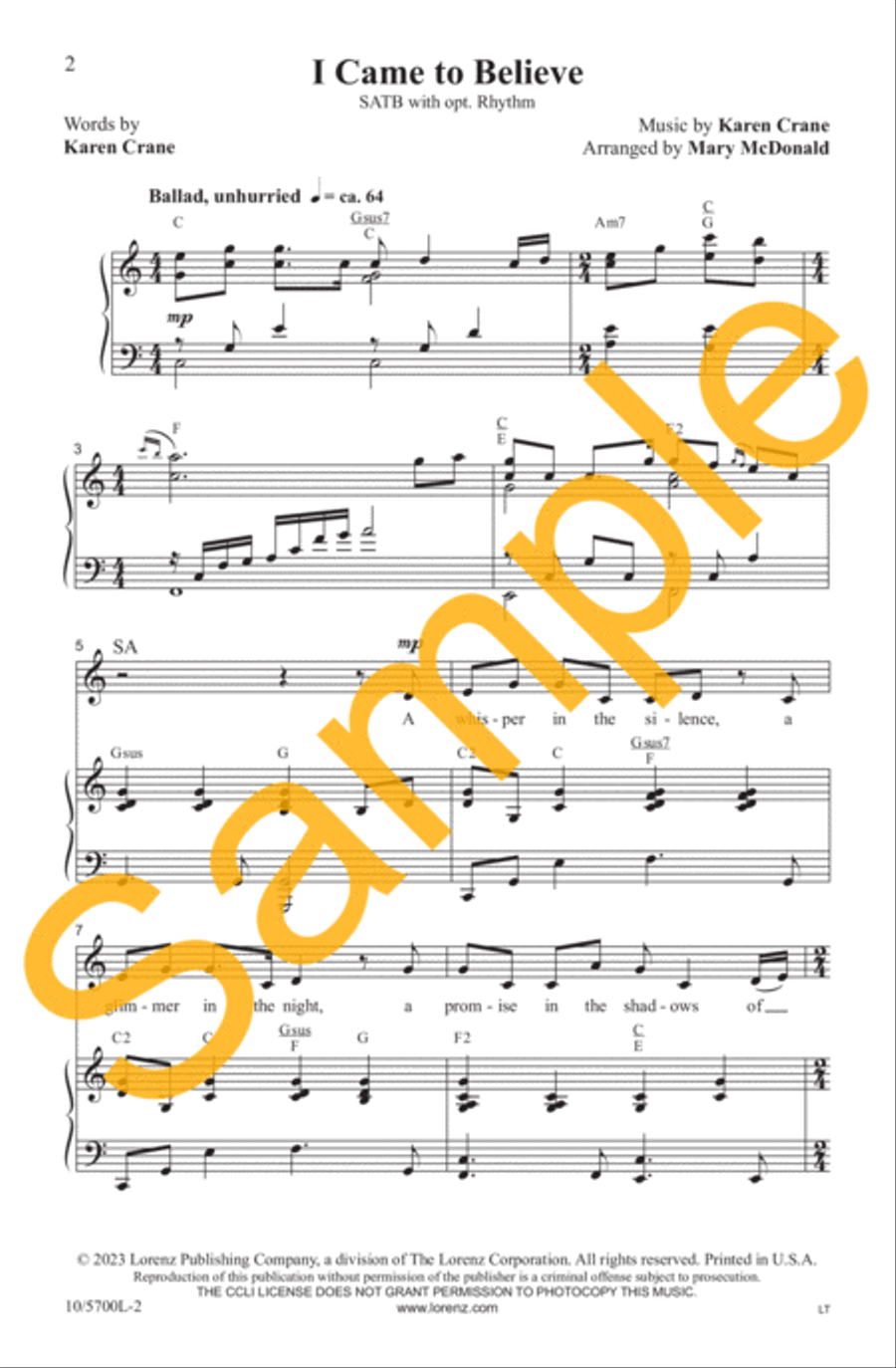 I Came to Believe 4-Part scores gallery preview page 3