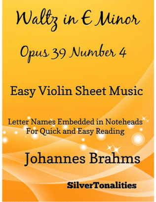 Book cover for Waltz in E Minor Opus 39 Number 4 Easy Violin Sheet Music