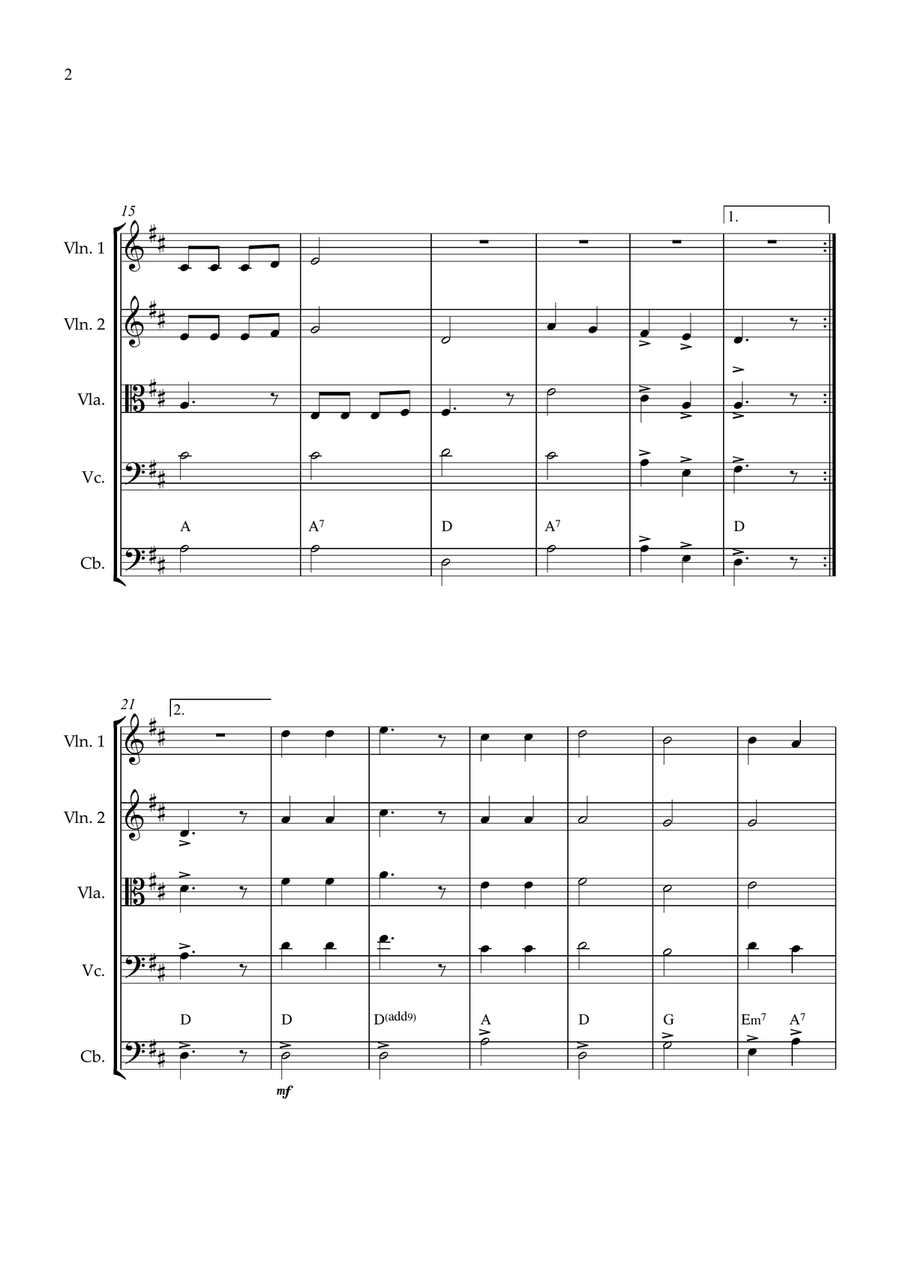 Joy To The World String quintet easy beginner String Quintet scores gallery preview page 2