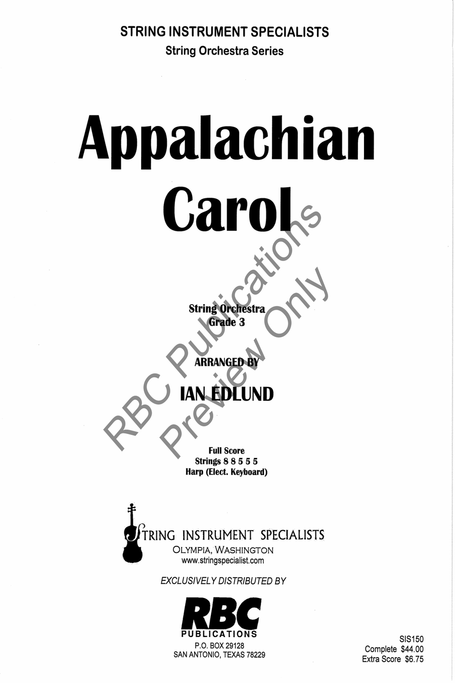 Appalachian Carol Appalachian Carol String Orchestra scores gallery preview page 2