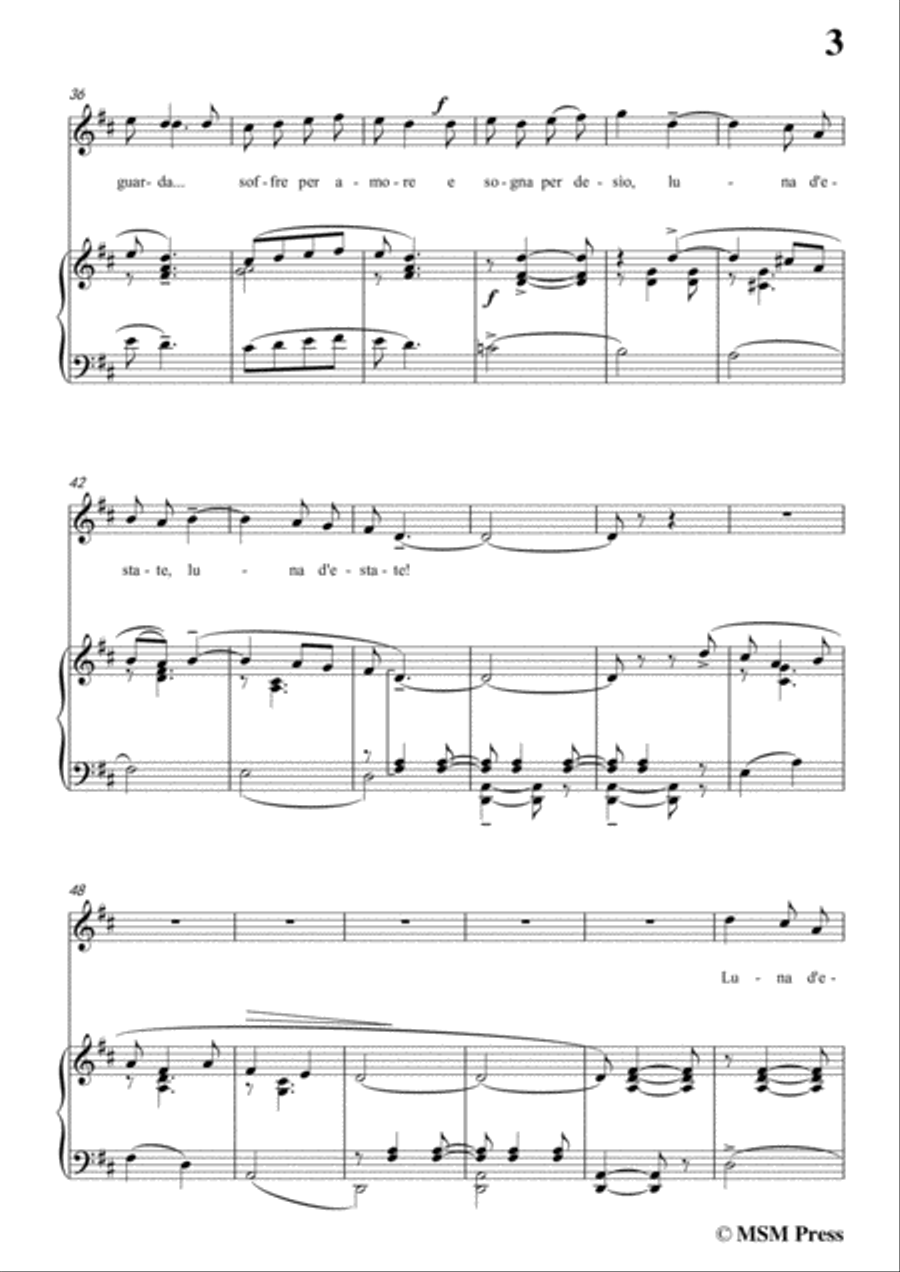 Tosti-Luna d'estate! in D Major,for Voice and Piano Voice Solo scores gallery preview page 5