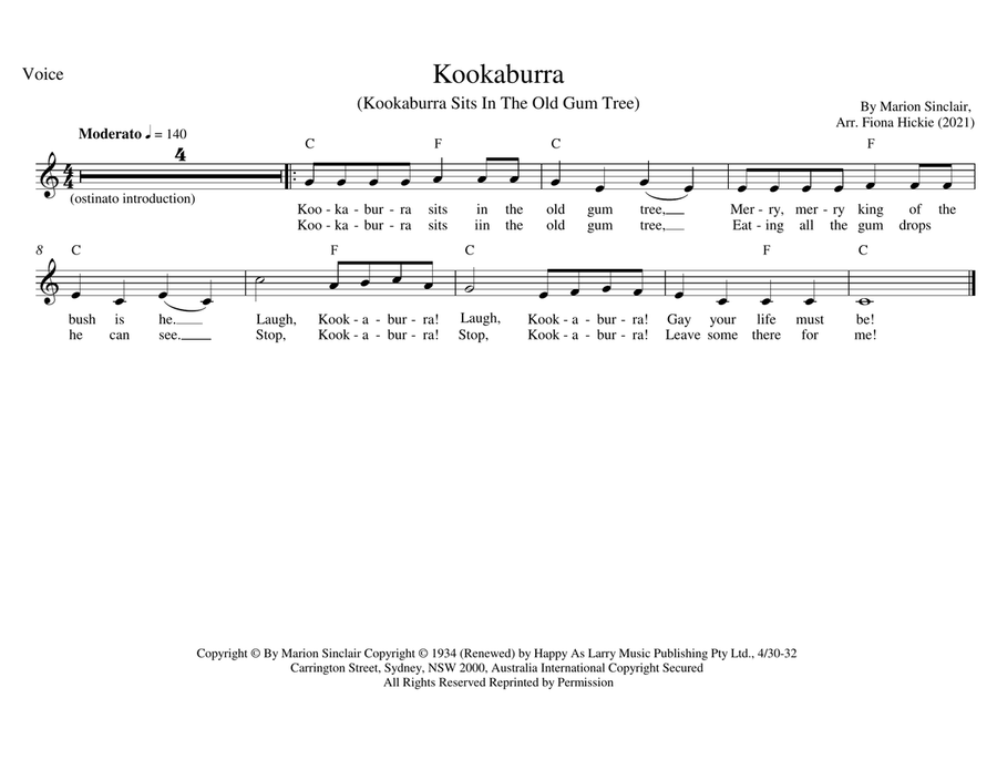 Kookaburra (kookaburra Sits In The Old Gum Tree) Percussion Ensemble scores gallery preview page 5