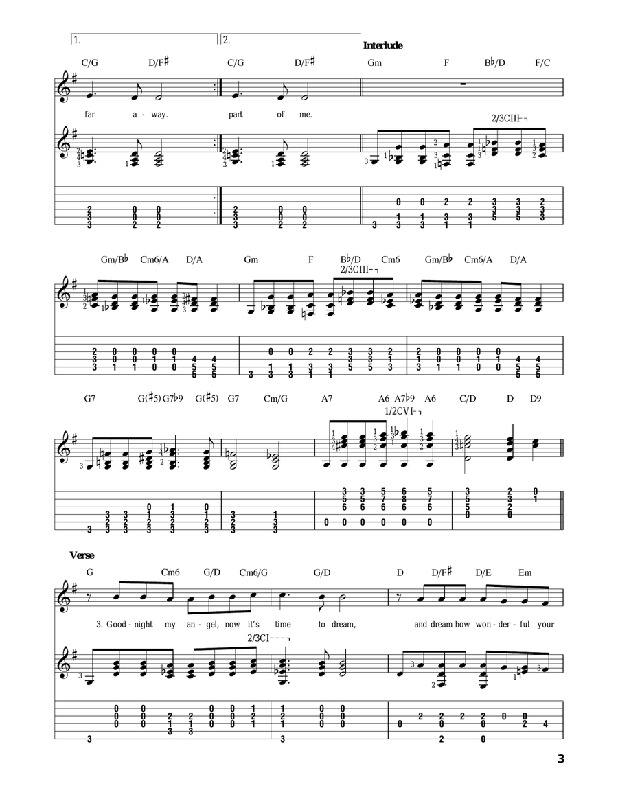 Lullabye (Goodnight, My Angel) Acoustic Guitar scores gallery preview page 3