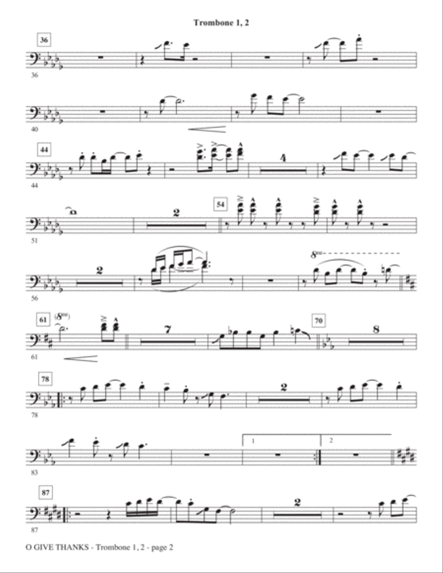 O Give Thanks - Trombone 1 & 2 Choir scores gallery preview page 2