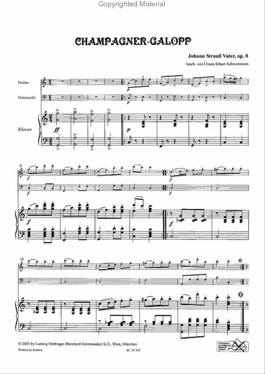 3 Galoppe: Champagner-Galopp / Jugendfeuer-Galopp / Cachucha-Galopp Piano Trio scores gallery preview page 2