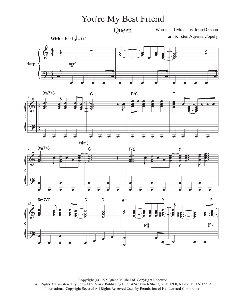 You're My Best Friend Harp scores gallery preview page 1