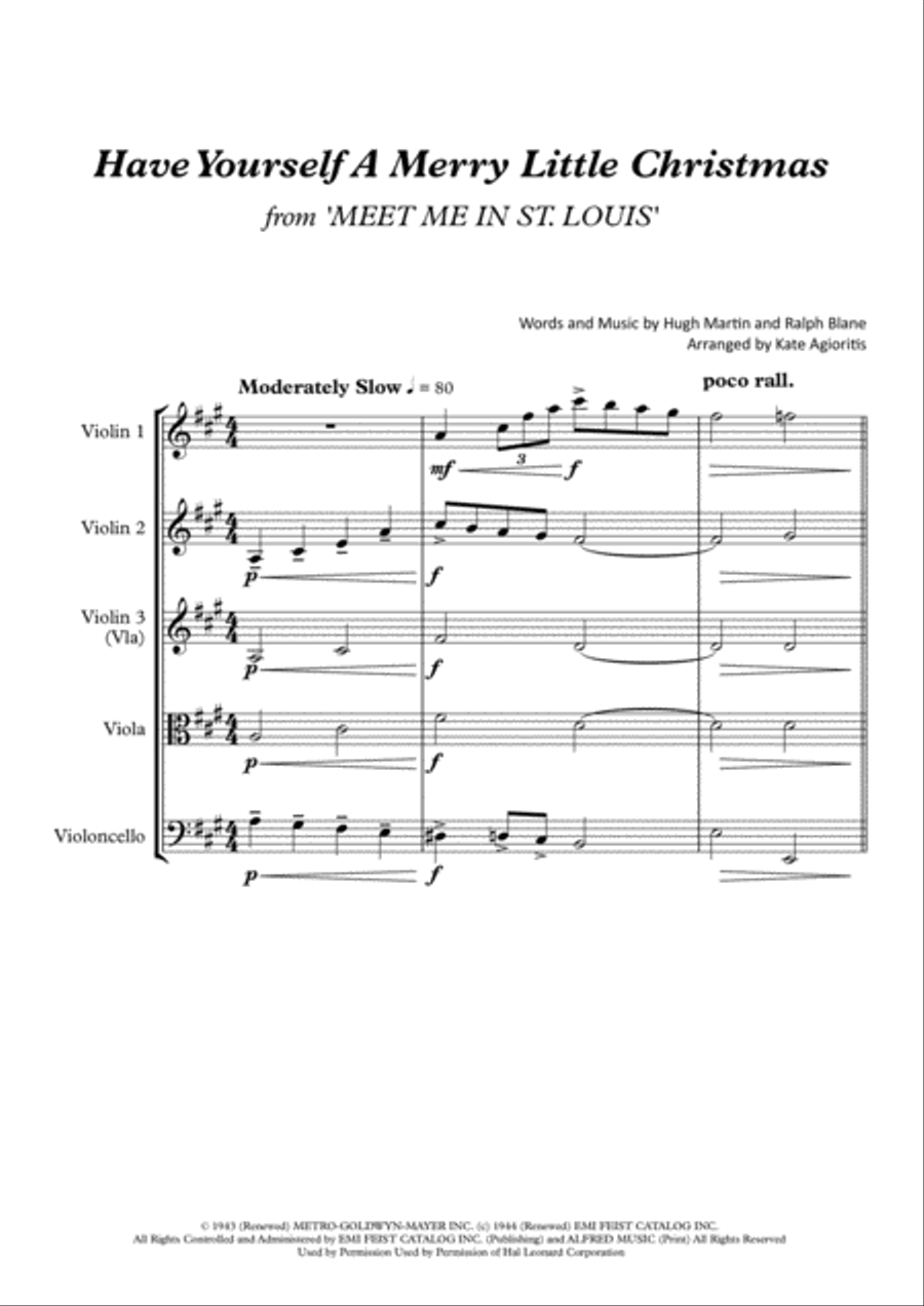 Have Yourself A Merry Little Christmas from MEET ME IN ST. LOUIS String Quartet scores gallery preview page 2