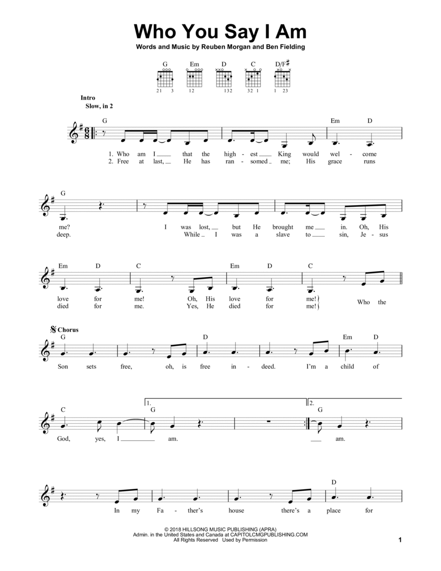 Who You Say I Am Who You Say I Am Easy Guitar scores gallery preview page 1