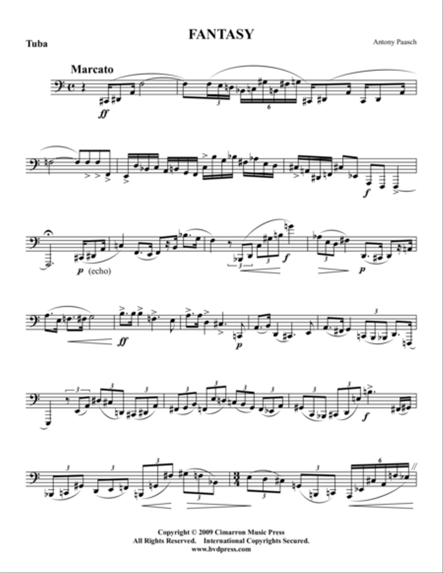 Fantasy for Solo Tuba Tuba scores gallery preview page 1