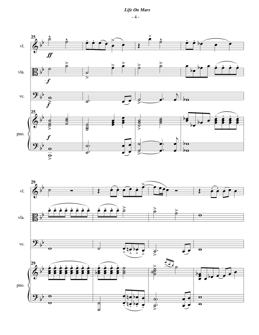 Life On Mars Piano Quartet scores gallery preview page 4
