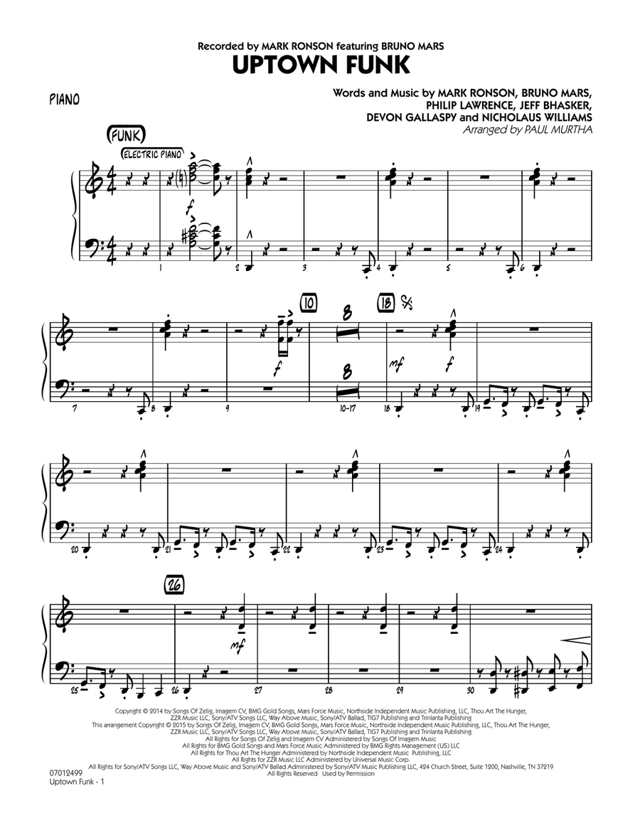 Uptown Funk! - Piano Jazz Ensemble scores gallery preview page 1
