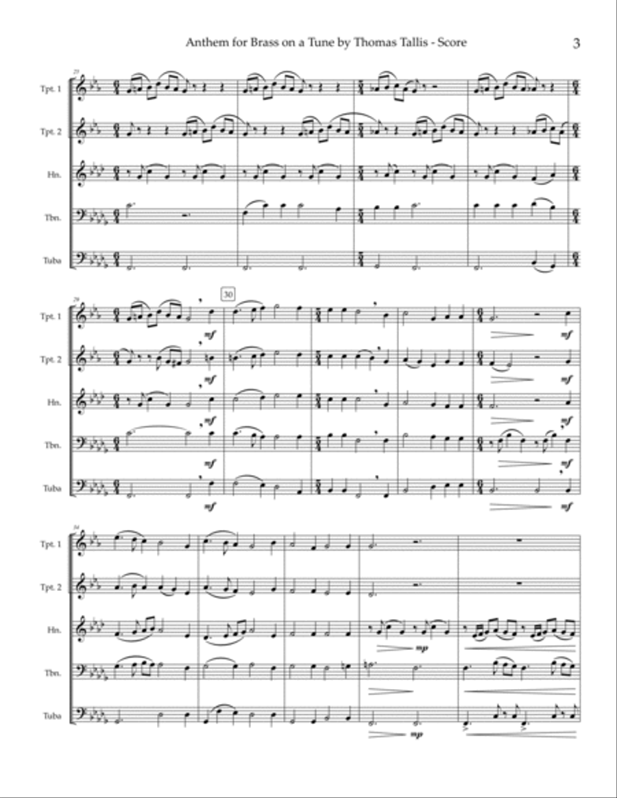Anthem for Brass on a Tune by Thomas Tallis - brass quintet Brass Quintet scores gallery preview page 5